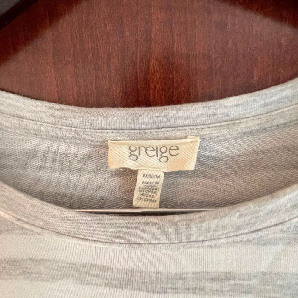 Greige Womens Medium M Striped Handkerchief Hem Tunic Swing Top Grey White - Picture 4 of 8